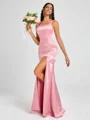 Sheath Square Floor-Length Silk Like Satin Bridesmaid Dress