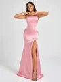 Sheath Square Floor-Length Silk Like Satin Bridesmaid Dress