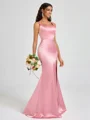 Sheath Square Floor-Length Silk Like Satin Bridesmaid Dress