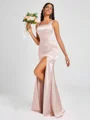 Sheath Square Floor-Length Silk Like Satin Bridesmaid Dress