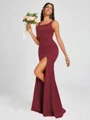 Sheath Square Floor-Length Silk Like Satin Bridesmaid Dress