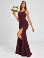 Sheath Square Floor-Length Silk Like Satin Bridesmaid Dress