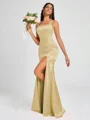 Sheath Square Floor-Length Silk Like Satin Bridesmaid Dress