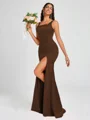 Sheath Square Floor-Length Silk Like Satin Bridesmaid Dress