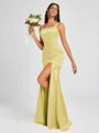 Sheath Square Floor-Length Silk Like Satin Bridesmaid Dress