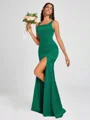 Sheath Square Floor-Length Silk Like Satin Bridesmaid Dress