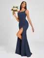 Sheath Square Floor-Length Silk Like Satin Bridesmaid Dress