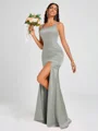 Sheath Square Floor-Length Silk Like Satin Bridesmaid Dress