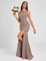 Sheath Square Floor-Length Silk Like Satin Bridesmaid Dress