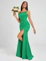Sheath Square Floor-Length Silk Like Satin Bridesmaid Dress