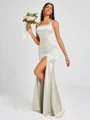 Sheath Square Floor-Length Silk Like Satin Bridesmaid Dress