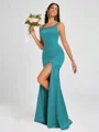 Sheath Square Floor-Length Silk Like Satin Bridesmaid Dress