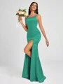 Sheath Square Floor-Length Silk Like Satin Bridesmaid Dress