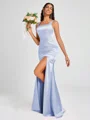 Sheath Square Floor-Length Silk Like Satin Bridesmaid Dress