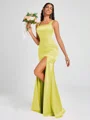 Sheath Square Floor-Length Silk Like Satin Bridesmaid Dress