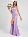 Sheath Square Floor-Length Silk Like Satin Bridesmaid Dress