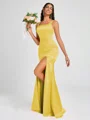 Sheath Square Floor-Length Silk Like Satin Bridesmaid Dress
