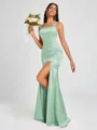 Sheath Square Floor-Length Silk Like Satin Bridesmaid Dress
