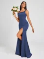 Sheath Square Floor-Length Silk Like Satin Bridesmaid Dress