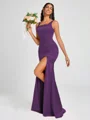 Sheath Square Floor-Length Silk Like Satin Bridesmaid Dress