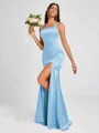 Sheath Square Floor-Length Silk Like Satin Bridesmaid Dress