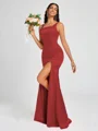 Sheath Square Floor-Length Silk Like Satin Bridesmaid Dress