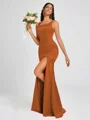 Sheath Square Floor-Length Silk Like Satin Bridesmaid Dress