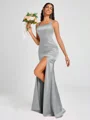Sheath Square Floor-Length Silk Like Satin Bridesmaid Dress