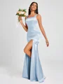 Sheath Square Floor-Length Silk Like Satin Bridesmaid Dress