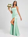 Sheath Square Floor-Length Silk Like Satin Bridesmaid Dress