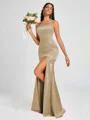Sheath Square Floor-Length Silk Like Satin Bridesmaid Dress