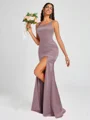 Sheath Square Floor-Length Silk Like Satin Bridesmaid Dress