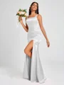 Sheath Square Floor-Length Silk Like Satin Bridesmaid Dress