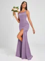 Sheath Square Floor-Length Silk Like Satin Bridesmaid Dress