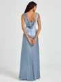 Sheath Scoop Pleated Floor-Length Silk Like Satin Bridesmaid Dress