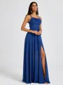A-line Spaghetti Straps Sash/Ribbon/Belt Floor-Length Chiffon Bridesmaid Dress