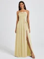 A-line Spaghetti Straps Sash/Ribbon/Belt Floor-Length Chiffon Bridesmaid Dress