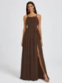 A-line Spaghetti Straps Sash/Ribbon/Belt Floor-Length Chiffon Bridesmaid Dress