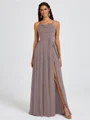 A-line Spaghetti Straps Sash/Ribbon/Belt Floor-Length Chiffon Bridesmaid Dress