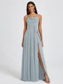 A-line Spaghetti Straps Sash/Ribbon/Belt Floor-Length Chiffon Bridesmaid Dress