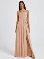 A-line Spaghetti Straps Sash/Ribbon/Belt Floor-Length Chiffon Bridesmaid Dress