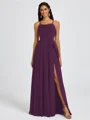 A-line Spaghetti Straps Sash/Ribbon/Belt Floor-Length Chiffon Bridesmaid Dress