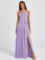 A-line Spaghetti Straps Sash/Ribbon/Belt Floor-Length Chiffon Bridesmaid Dress