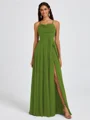 A-line Spaghetti Straps Sash/Ribbon/Belt Floor-Length Chiffon Bridesmaid Dress