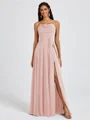 A-line Spaghetti Straps Sash/Ribbon/Belt Floor-Length Chiffon Bridesmaid Dress
