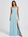 A-line Spaghetti Straps Sash/Ribbon/Belt Floor-Length Chiffon Bridesmaid Dress