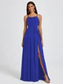 A-line Spaghetti Straps Sash/Ribbon/Belt Floor-Length Chiffon Bridesmaid Dress