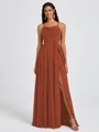 A-line Spaghetti Straps Sash/Ribbon/Belt Floor-Length Chiffon Bridesmaid Dress