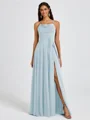 A-line Spaghetti Straps Sash/Ribbon/Belt Floor-Length Chiffon Bridesmaid Dress