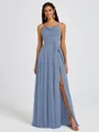 A-line Spaghetti Straps Sash/Ribbon/Belt Floor-Length Chiffon Bridesmaid Dress